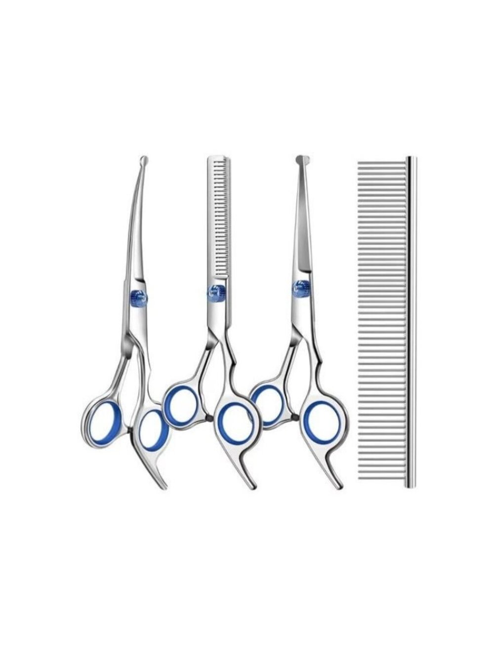 Professional 4 in 1 Dog & Cat Grooming Scissors Kit - Safety round Tips & Case